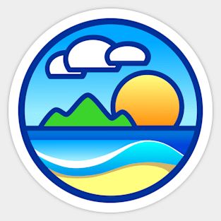 Island Tropic Wave Circle Sticker